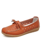 BEYARNE Sommer frauen flache schuhe frauen echtes leder schuhe damen Cutout Slip auf ballerinas loafers ballerinas