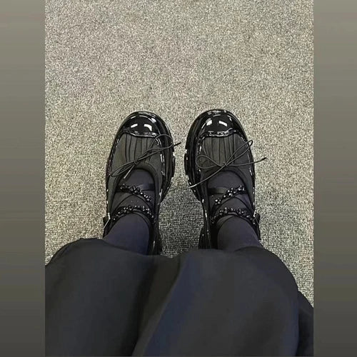 2023 spring and autumn women's low heels Korean style pearl chain party and work wear mary jane flats Ladies' casual boat shoes