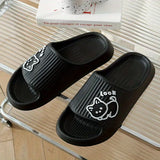 Fashion Summer Women's SLippers Chic Cartoon Kawaii Cat Print Slides Slip-on Bathroom EVA Flat Heel Indoor Cute Shoes