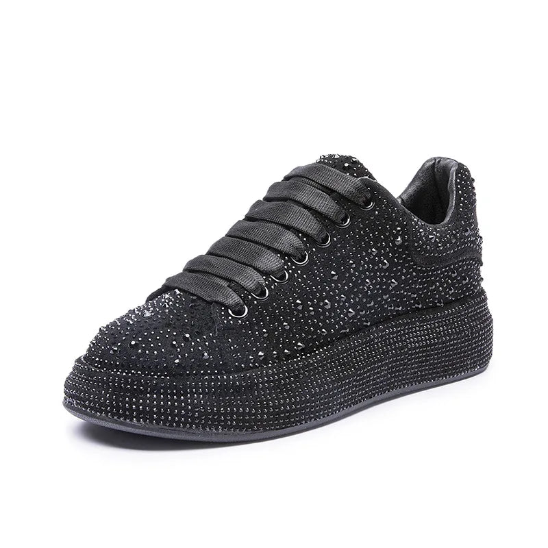 Designer Sneakers for Women 2023 New Spring Shiny Rhinestones Women's Vulcanize Shoes Fashion Autmn Platform Casual Shoes Female