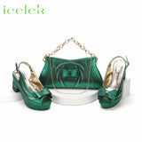 New Fashionable Fuchsia Color Peep Toe Ladies Shoes Matching Bag Set For Nigerian Women Wedding Party Pump