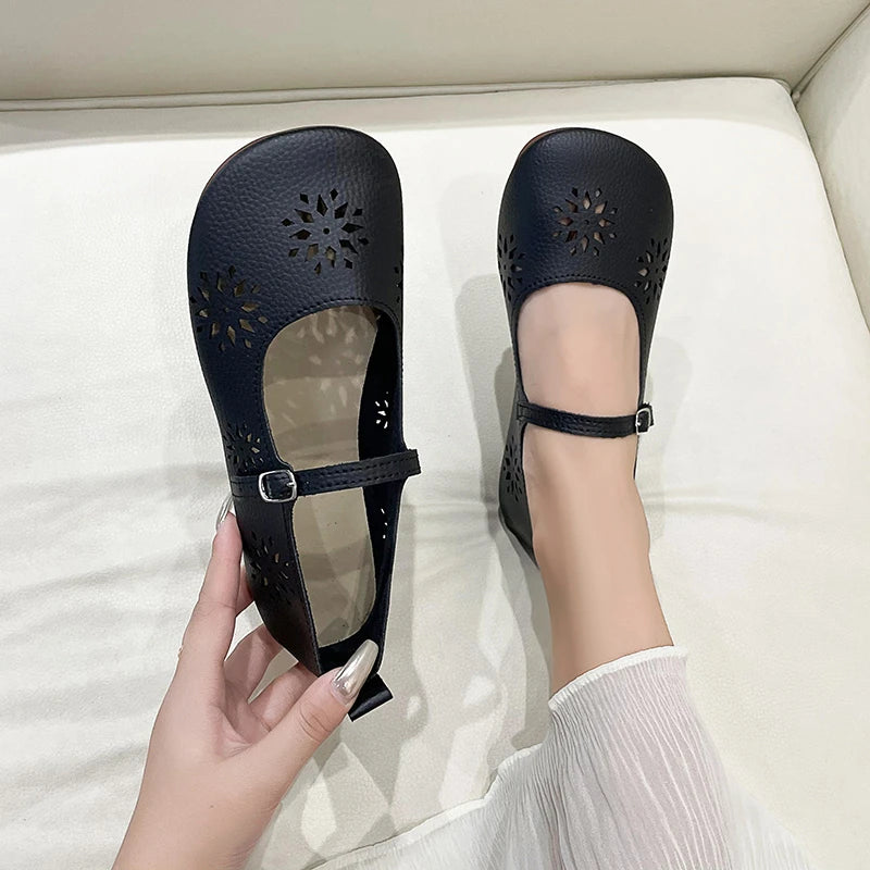 2024 Spring and Autumn Barefoot Ballet Mary Jane Women's Flat Soft Shoes Hollow Soft Sole Women's Shoes Loafers Women