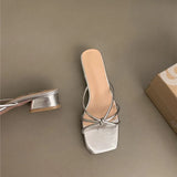 Designer Open Toe Women Slippers Fashion Narrow Band Slides Ladies Outdoor Low Heel Sandal Summer Women's Shoes