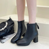 Autumn/Winter Fashion Square Heel Comfortable Short Boots High Heel Warm Knight Boots Square Toe Elegant Banquet Women's Shoes