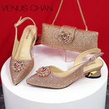 Blue Color Italian Design Party Shoes With Matching Clutch Bag Hot African Wedding With Women Heel Shoes And Bag Set Party