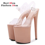 Naked Sandals Waterproof Platform Women Fish Toe Black Sexy Super High Heels Sandals Model T Station 20CM Stage Catwalk Sandals