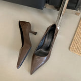 SUOJIALUN New Brand Women Pumps Shoes Fashion Pointed Toe Shallow Slip On Dress Single Shoes Ladies Thin High Heel Dress Pumps