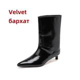 FEDONAS Pointed Toe Stiletto Geuine Leather Boots for Women Mid-calf Tube Shoes Fashion Autumn Winter Knight Boots Party Shoes