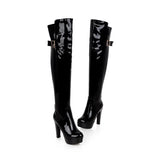 Sexy Over The Knee Boots Women Platform Fashion High Heels Thigh High Boots Patent Leather Women's Winter High Boots Shoes Red