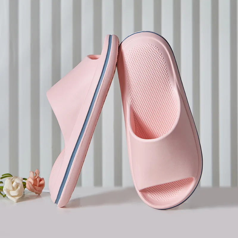 Non-slip Bathroom Slippers Women Summer EVA Ladies Shoes Solid Color Neutral Slipper 2024 Solid Color Flat Sandals New Pantuflas