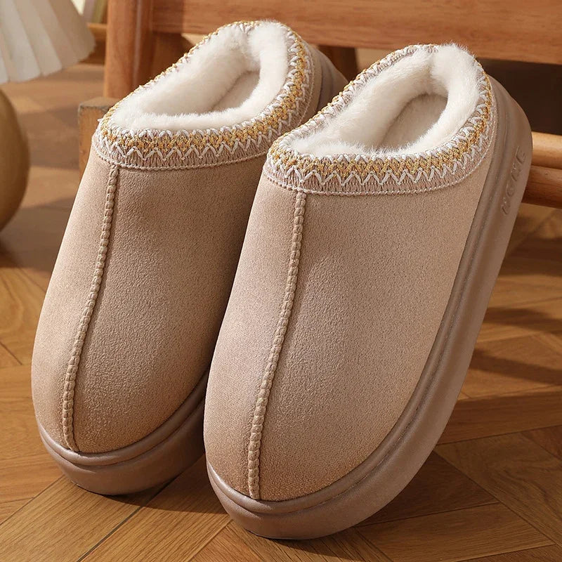 New Fluffy Slippers Women House Flats Fashion Plush Winter Designer Shoes Ladies Home Elegant Casual Footwear Large Size 45