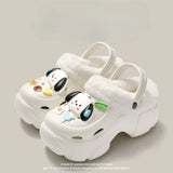 Cartoon hole shoes EVA winter women's outerwear plush insulation thick-sole room height increase inner foreskin cotton slippers