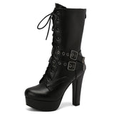 Women's Mid-calf Boots Sexy Platform Black Blue White Boot High Heels Zipper Dance Party Shoes Lady Big Size 50 New 2024 Winter