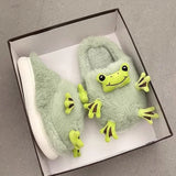 Winter Warm Lovely Frog Cotton Slippers Student Anti Slip Animals Home Platform Plush Slipper Women Funny Outdoor Shoes