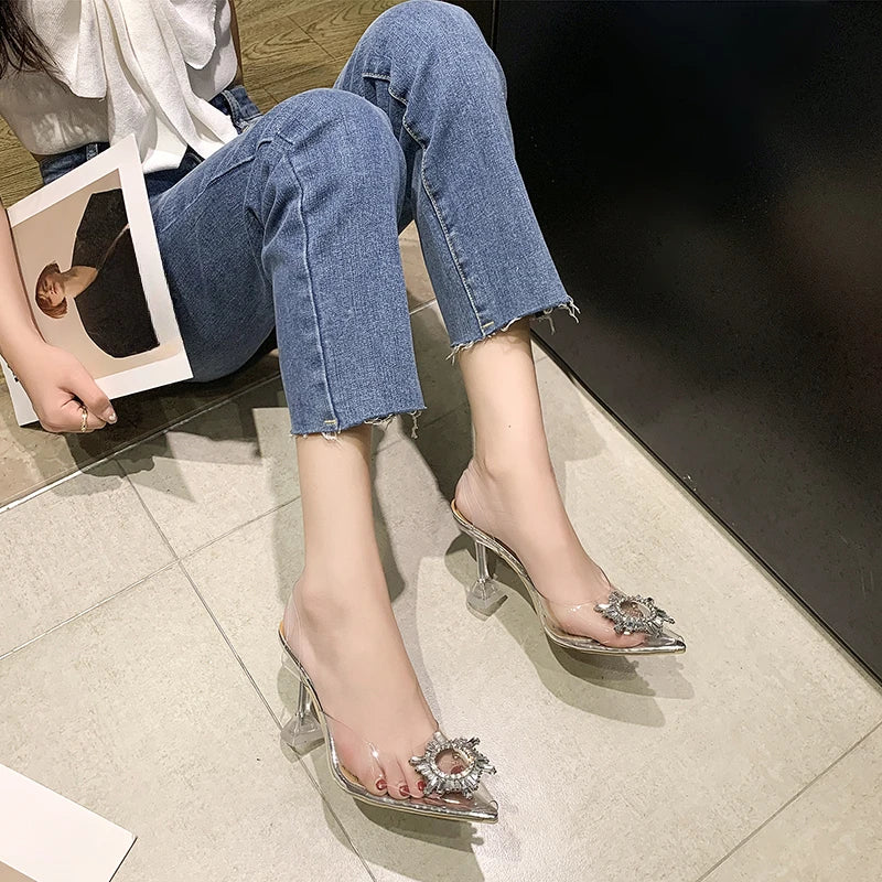 Spring and Autumn Fashion New Sexy Wedding Transparent Banquet Comfortable Crystal Women's High Heels Zapatos Mujer