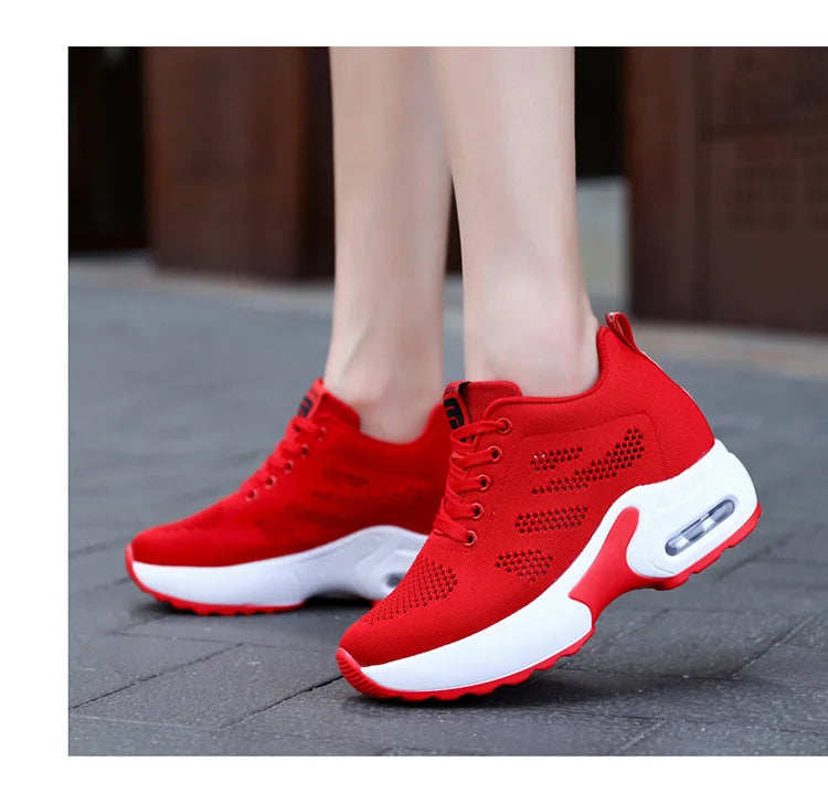 Women's Platform Mesh Breathable Sneakers Womens Spring New Casual Wedge Basket Shoes Tennis Female Thick Woman Summer Trainers