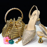 Fashion Summer 2023 Beads Decorated Muffin Bottom Sandals Wear Comfortable And Versatile Elegant Ladies Shoes And Bag Set