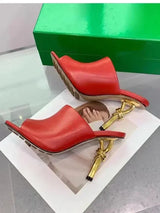 2025 Summer New 10cm Thin High Heel Women's Sandals Fashion Toothed Irregular High Heel Party Skirt 43 Large Cool Slippers