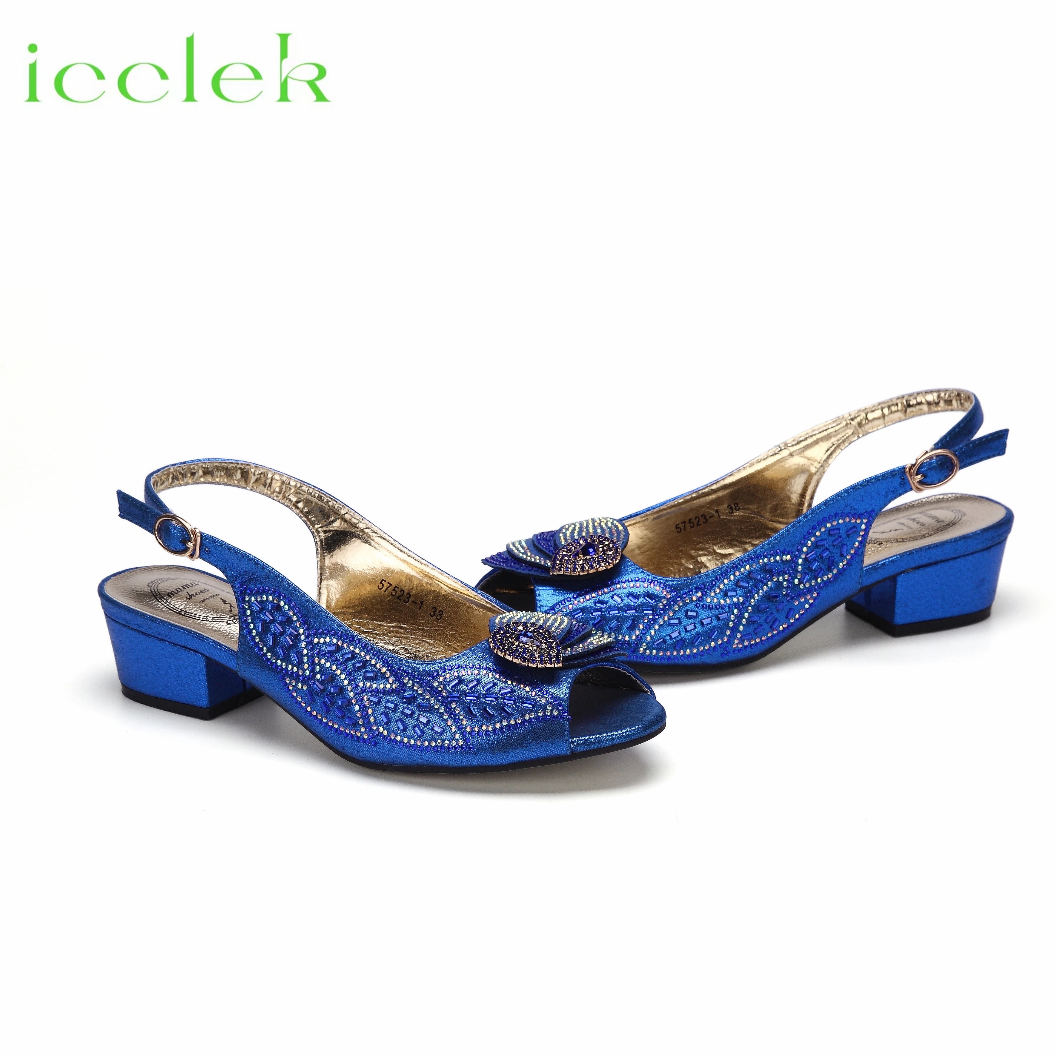 2023 Hot Selling Royal Blue Peep Toe Ladies Sandals Shoes Matching Bag Set For Nigeran Women Wedding Party Pump