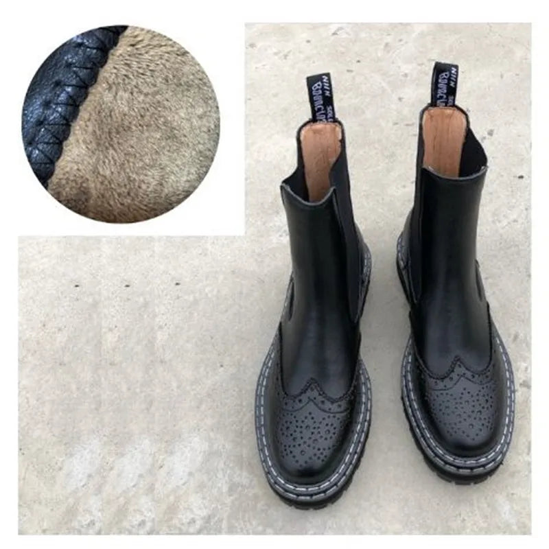 2022 autumn/winter leather round toe women boots ankle boots women's leather boot British style women shoes boots for women