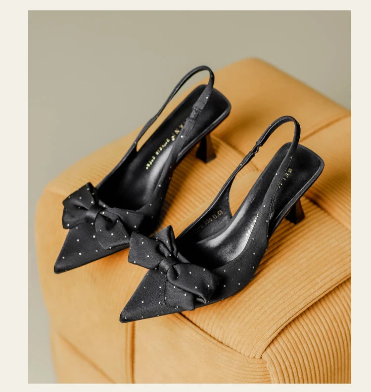 Sweet rhinestone bow hollow high heels women's stiletto heel French kick-off not tired foot temperament baotou sandals summer