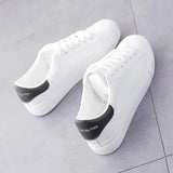 2024 New Women Sneakers Fashion Breathble Vulcanized Shoes Pu Leather Platform Shoes White Lace Up Casual Shoes Zapatos Mujer