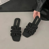 2024 Summer New Women Slippers Flat Bottom Non-slip Outdoor Open Toe Beach Female Sandals Sexy Fashion Design Slides Woman Shoes