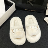 Med Shoes Womens Slippers Outdoor Slides Pantofle Flock Platform Fur Flip Flops 2024 Flat Plush Autumn Fabric Rome Shoes House S