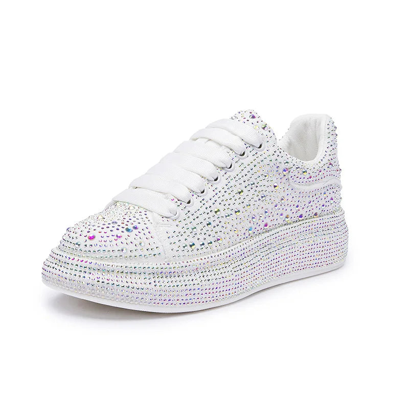 Designer Sneakers for Women 2023 New Spring Shiny Rhinestones Women's Vulcanize Shoes Fashion Autmn Platform Casual Shoes Female