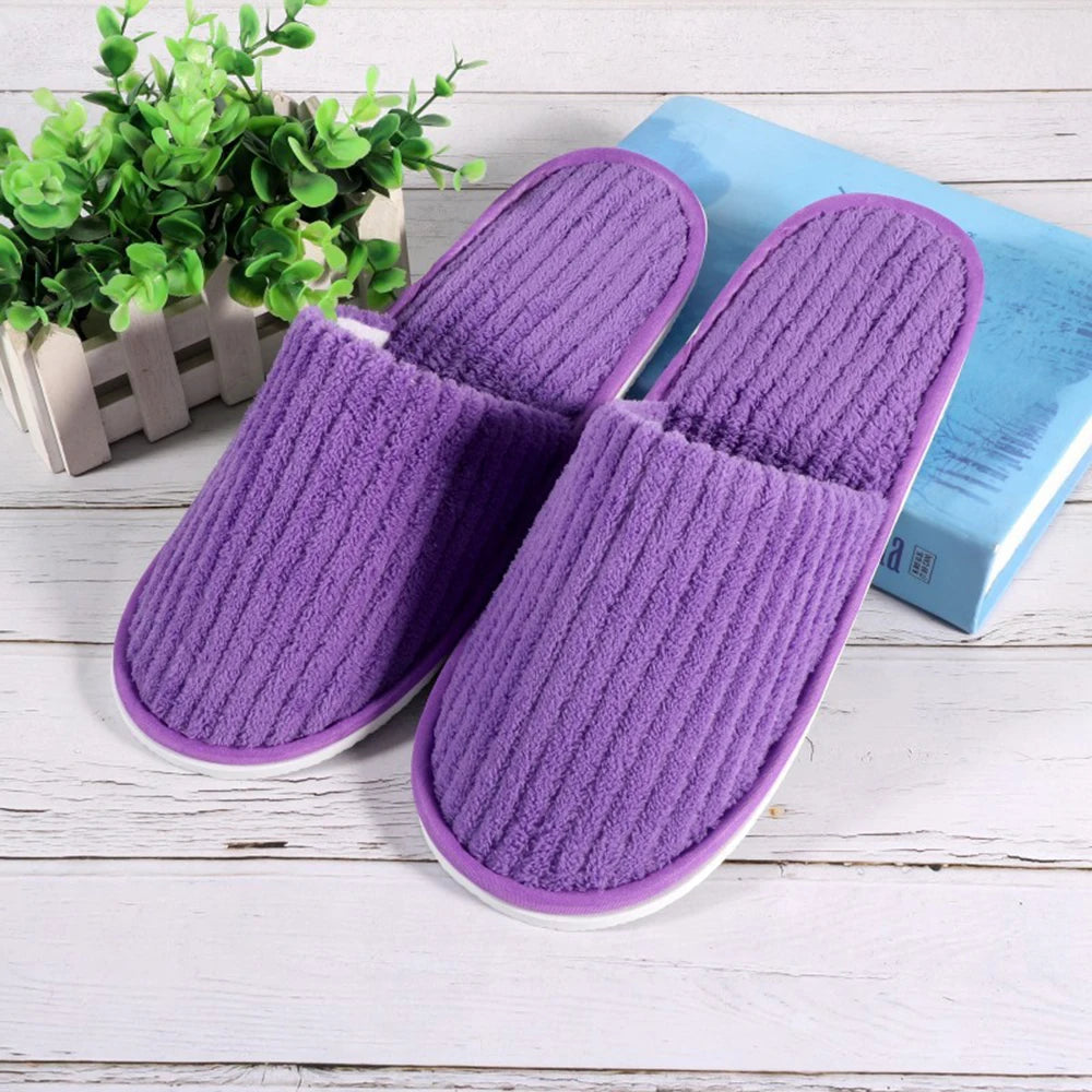Coral Fleece Cheap Hotel Slippers Travel SPA Slipper Non-slip Soft Home Guest Shoes All-inclusive Slippers Solid Color Slippers