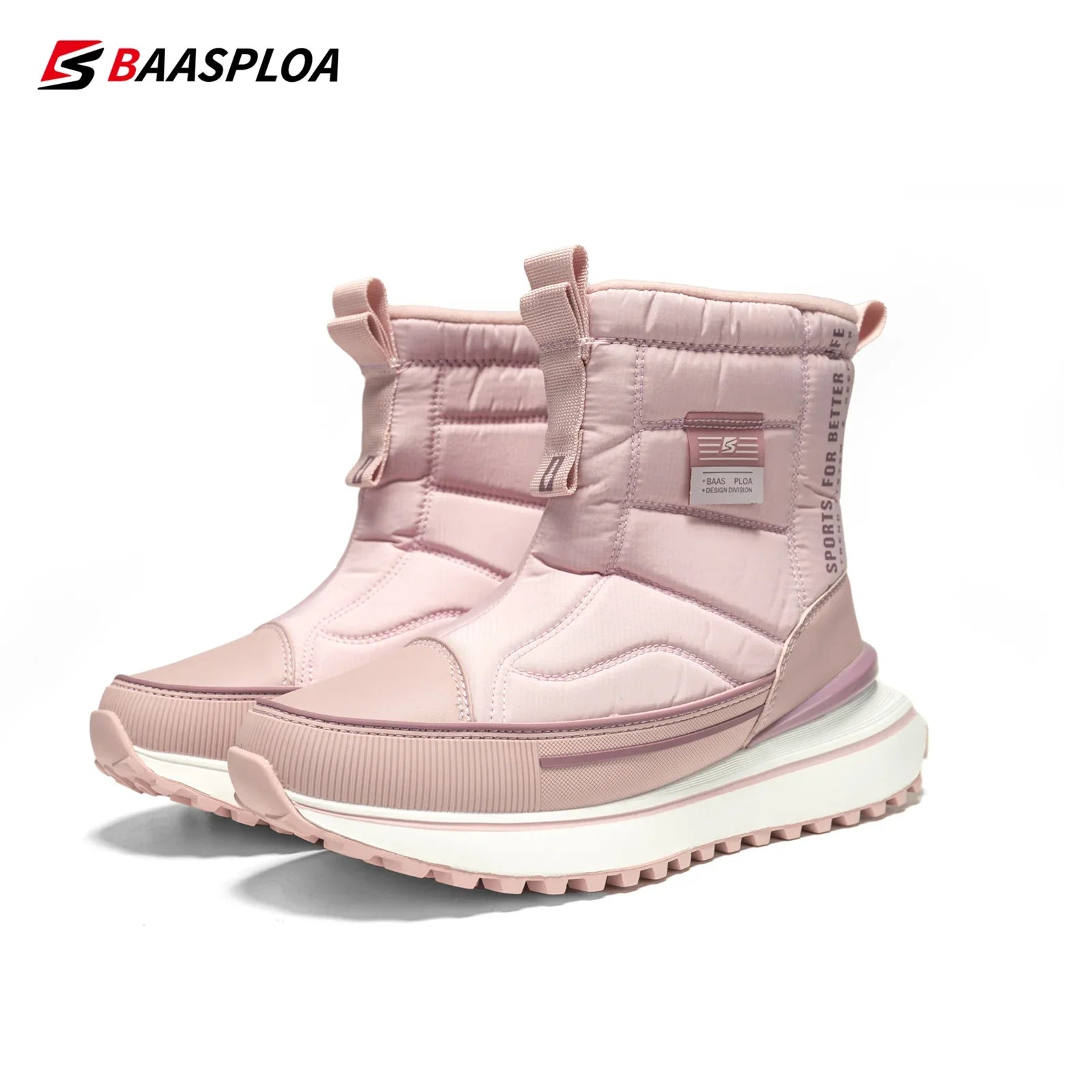 Baasploa Women Snow Boots Leather Waterproof Ankle Boots for Women Plush Warm Casual Shoes Comfort Walking Non-Slip Lace-Up