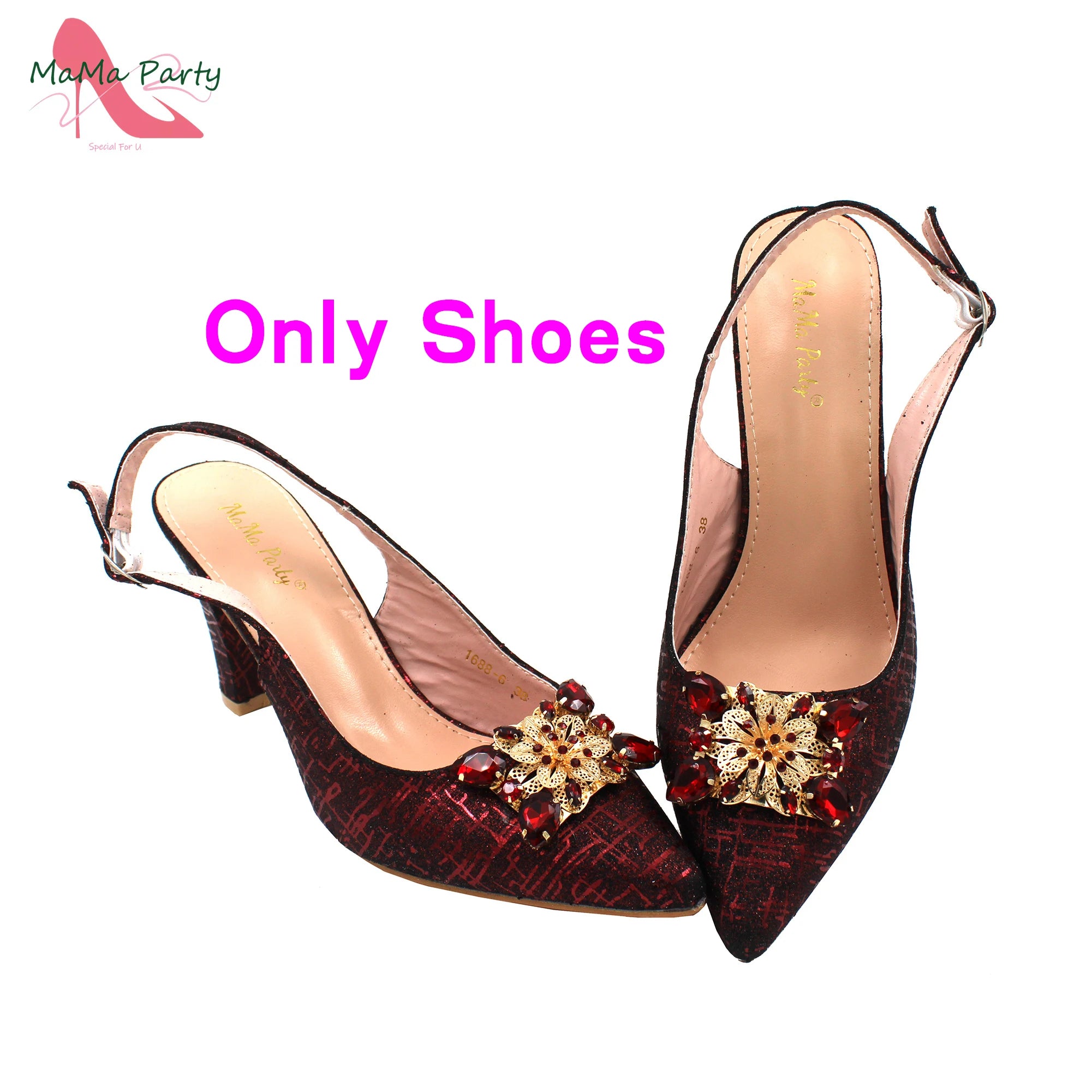 Fuchsia Color Italian Classics Design African Women Shoes and Bag Set High Quality with Shinning Crystal for Wedding Party