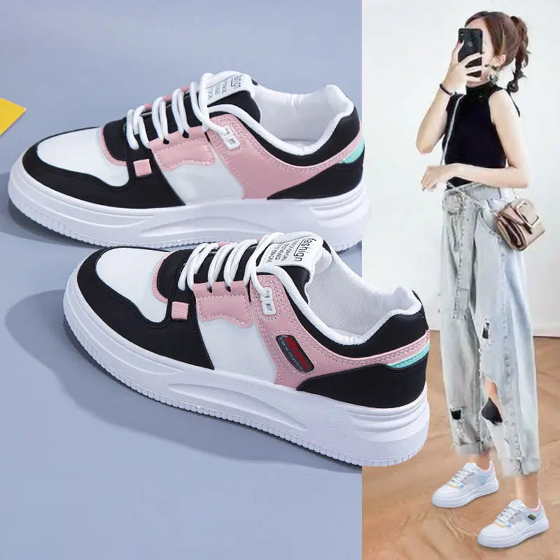 2023Women Sneakers PU Leather Women's Shoes White Platform Casual Sneaker Spring Summer Female Board Shoes Flats Ladies Trainers