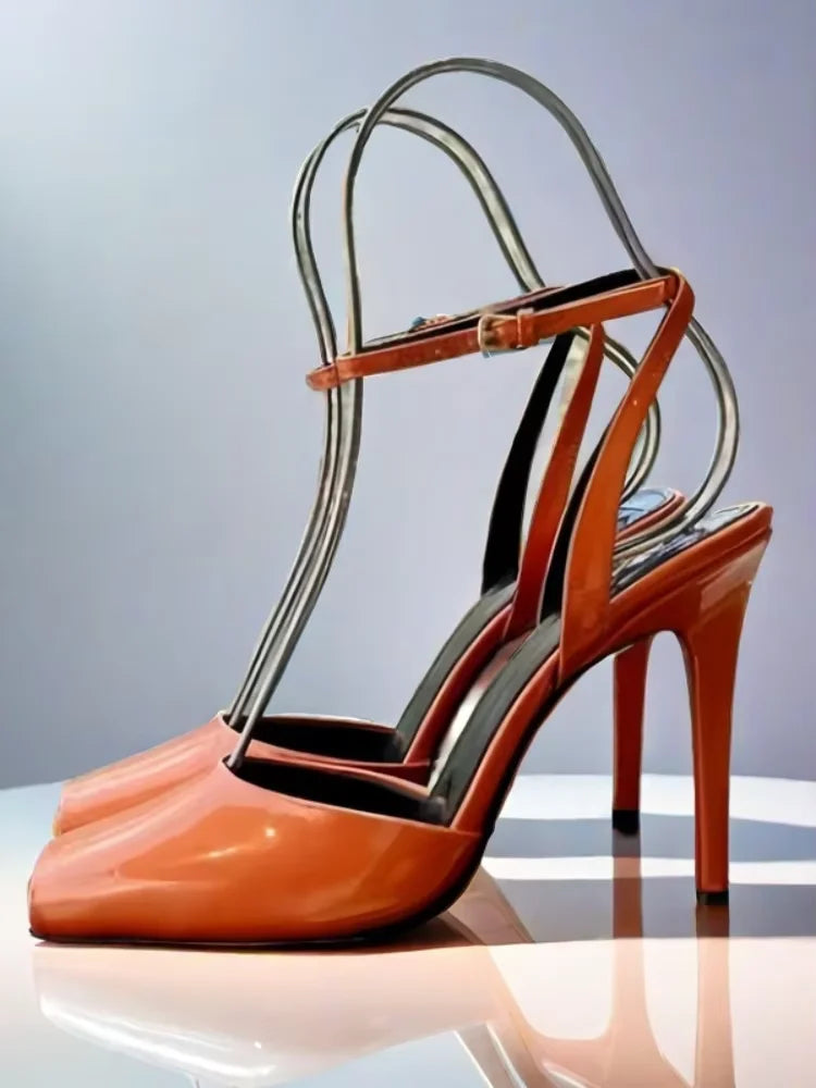 2025 Women's High-heeled Fish Mouth Buckle Sandals with European and American Sexy Fashion Stage Walking Shoes Banquet Shoes