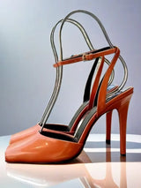 2025 Women's High-heeled Fish Mouth Buckle Sandals with European and American Sexy Fashion Stage Walking Shoes Banquet Shoes