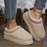 New ethnic style lace hairy half tray foreign trade snow cotton slippers Thick bottom outer wear winter bag head half slippers
