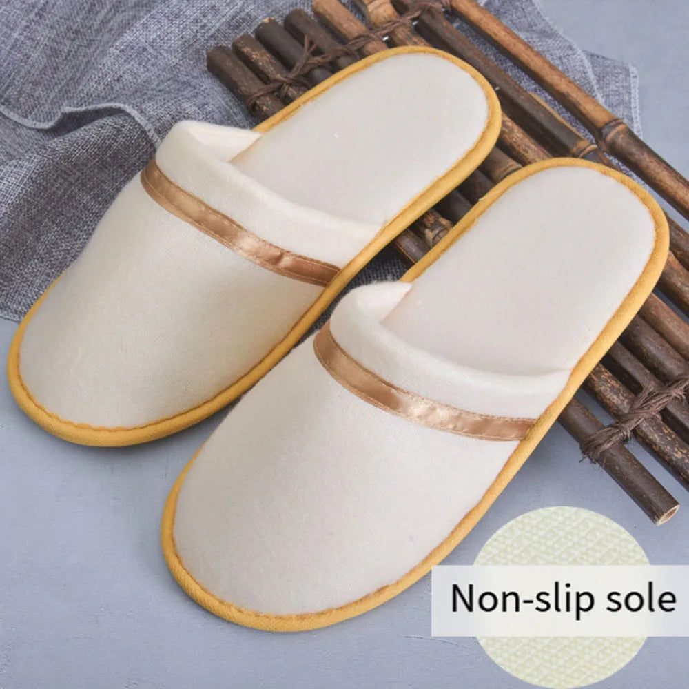 Coral Fleece Cheap Hotel Slippers Travel SPA Slipper Non-slip Soft Home Guest Shoes All-inclusive Slippers Solid Color Slippers