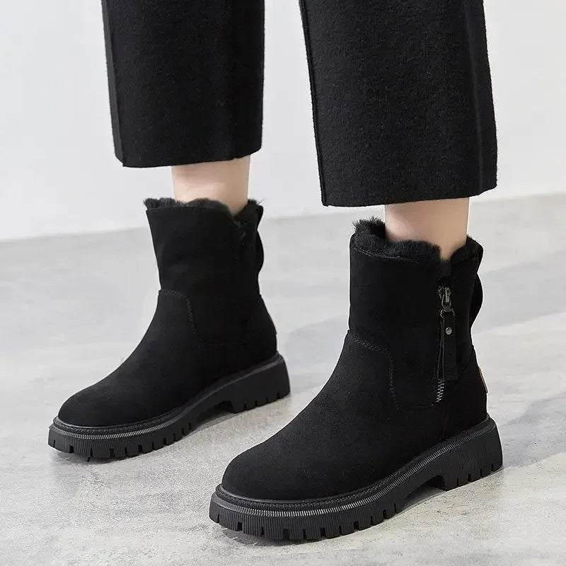 2025 Winter Women's Boots Plush Warm Snow Boots Fashion High Top Cotton Boots for Women Tassel Zipper Ankle Boot Botas De Mujer