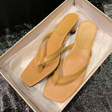 JOZHAMTA Size 34-42 Women Mule Sandals Real Leather Flip Flops Kitten High Heels Summer Shoes Casual Beach Home Slides Slippers