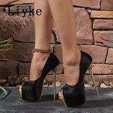 Liyke Sexy Peep Toe Party Nachtclub Stripper Pole Dance High Heels Wedding Prom Shoes Stiletto Women Platform Pumps Size 34-45