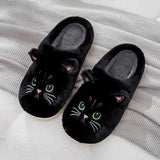Kawaii Cartoon Cat Fuzzy Slippers - Ultra Soft Fabric Inner, Plush Flat Sole, Cozy Warmth, TPR Durable Outsole, Fabric Upper