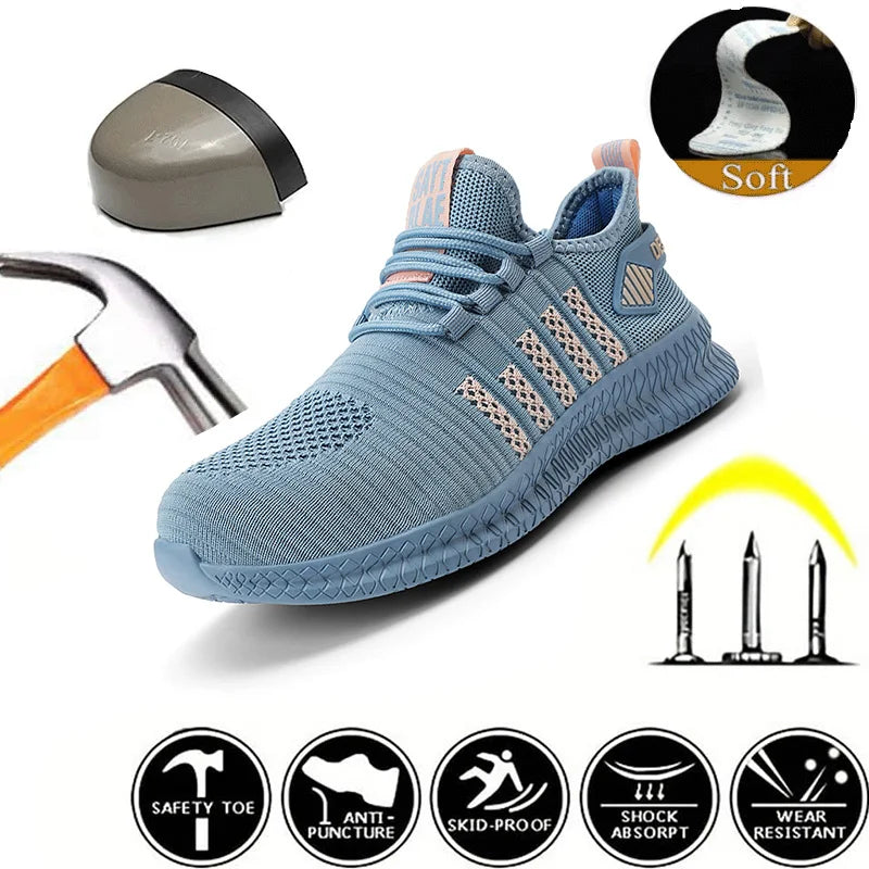 Women's Work Safety Shoes, Anti Impact Steel Toe, Anti Puncture, Wear-resistant Fashion Sports Shoes