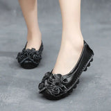 Green Loafers Women's Shoes Shockproof Ladies Ballet Flats Genuine Leather Shoes Woman Soft Moccasin Flat Slip On Walking Shoes