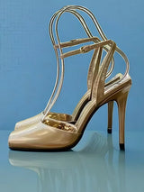 2025 Women's High-heeled Fish Mouth Buckle Sandals with European and American Sexy Fashion Stage Walking Shoes Banquet Shoes