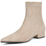 Suede Leather Women's Ankle Boots Elegant Point Toe Brown Black Short Boot Autumn Winter Shoes 2024 Western Brand Designer