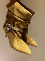 Autumn and Winter New Women's Slim Heel Short Boots, European and American Fashionable Pointed Low Heel Plus Ankle Boots