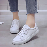 Desginer Women Sneakers Breathable Students Casual Sports Shoes Girl Flat Leather Pu White Shoes Woman Vulcanize Shoes