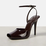 2025 Women's High-heeled Fish Mouth Buckle Sandals with European and American Sexy Fashion Stage Walking Shoes Banquet Shoes