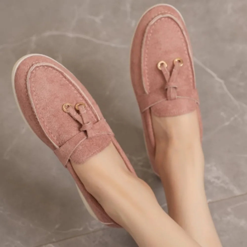 New Casual Flat Bottom Mules Lock Tassel Loafers Fashion Women Single Shoes Brand Metal Buckle Slipper Comfortable Slip on Shoes