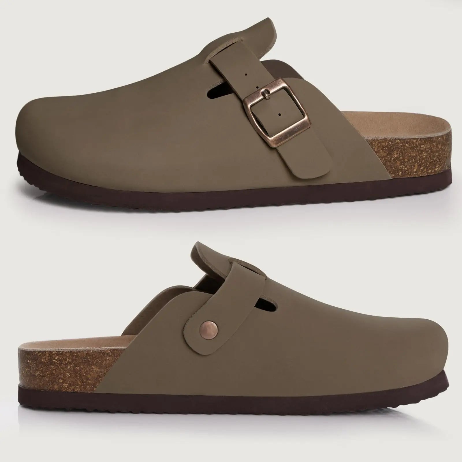 Litfun Classic Cork Clogs For Women Men Cork Footbed Mules For Men Comfort Beach Slippers Slip-on Potato Shoes Evening Sandals